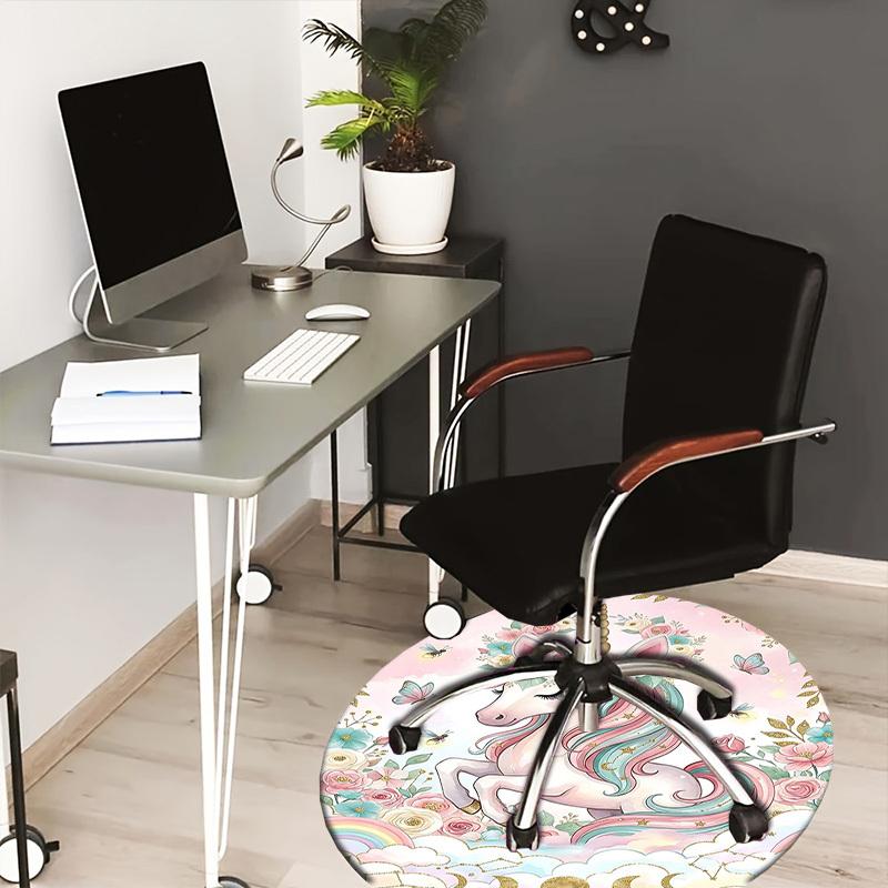 

1PC Unicorn Flowers Non-Slip Floor Round carpet, Office, family, bedroom, Large Area Rug Indoor Rugs, Durable Polyester-L0381 80cm by 80cm