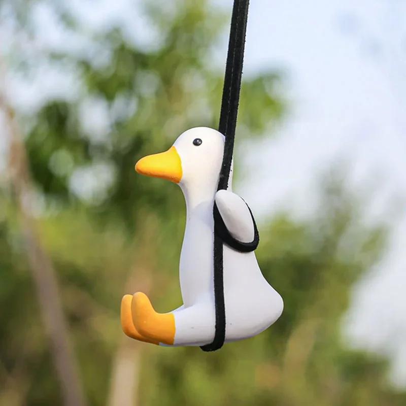 Gypsum Cute Cartoon Car Accessories Swing Duck Pendant Rear View Mirror Can Be Used As Birthday Gift Accessories Car Perfume