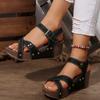 New Fashion Women's Wedge Heel Sandals Summer Thick Sole Non Slip Beach Shoes Woman Rivet Decor Chunky Platform Sandalias Mujer