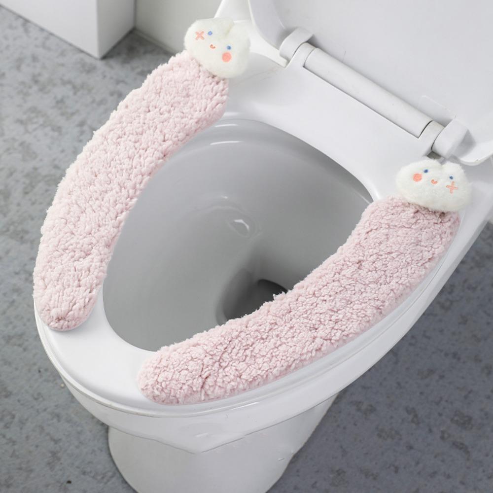 Adhesive Adhesive Toilet Mat Comfortable Cartoon Rabbit Toilet Mat Lamb Fleece Toilet Mat Home Use