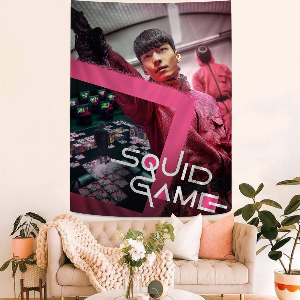 TV S-Squid Game Bedruckter Großer Wandteppich Kunst Science-Fiction Zimmer Heimdekor Dekor Decke