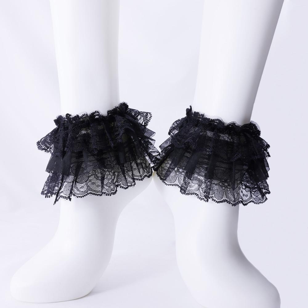 1 paire de couvre-chaussettes courts multicouches Couvre-pieds doux Style Lolita Bordures pour chaussettes JK