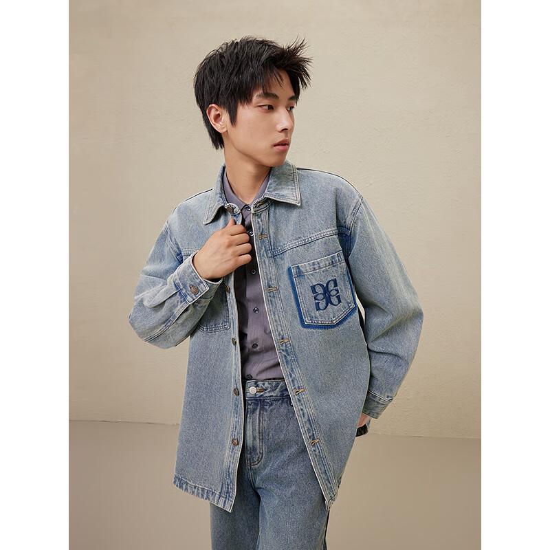 GXG Men's 2024 Autumn Embroidered Denim Jacket