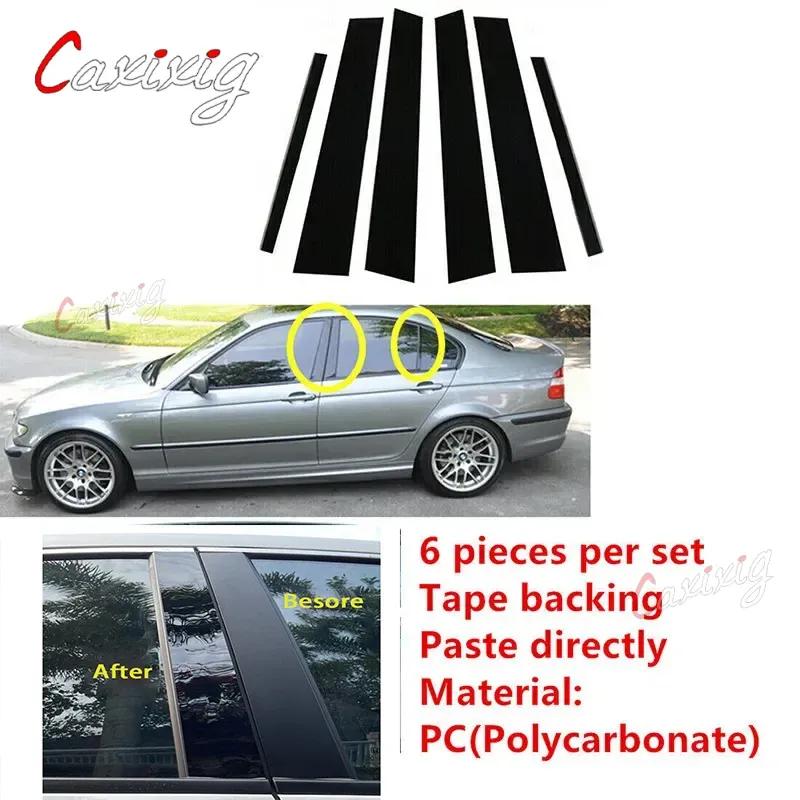 6Pcs Door Window Pillar Posts Trim Molding Cover For BMW 3 Series E46 4-door Sedan Saloon 1998-2004 2005 Stickers Accessories