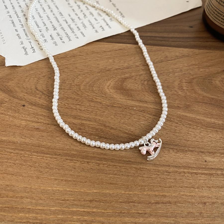 French simple zircon natal year pony pendant necklace accessories women's sweater chain necklace