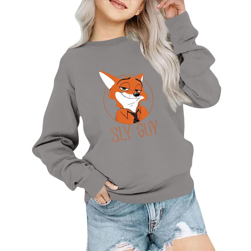 Children's Fashionable Loose Casual Long-sleeved Printed Collar Sweatshirt