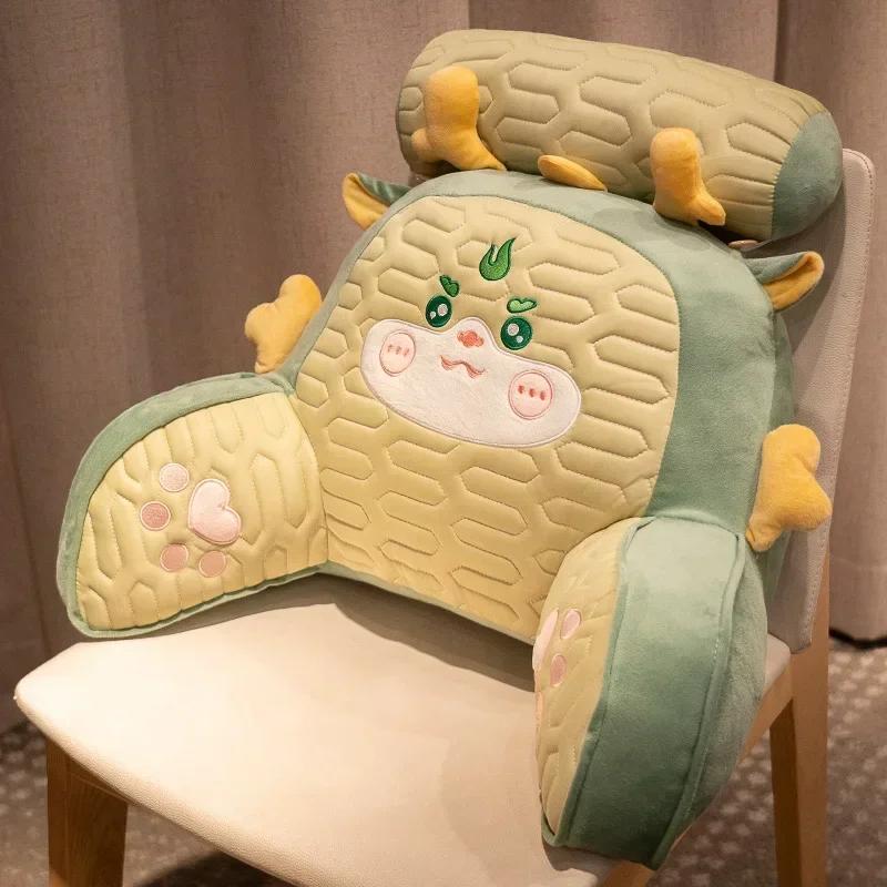 Подушка для стула с латексным наполнителем сиденье спинка мультяшная для поясницы съемная моющаяся многофункциональная для чтения 60x45cm зелёный 7200₽