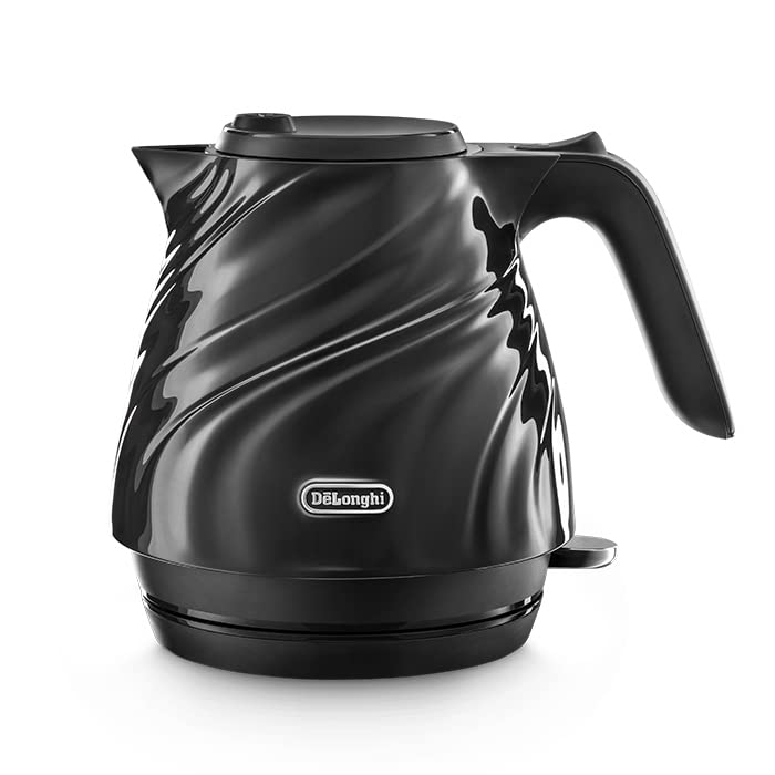 Electric Kettle Seta Italian Design Silk Drape Lightweight Compact Open Warranty with Family Registration De'Longhi KBS1200J-BK 0.8L One-Push [Black]