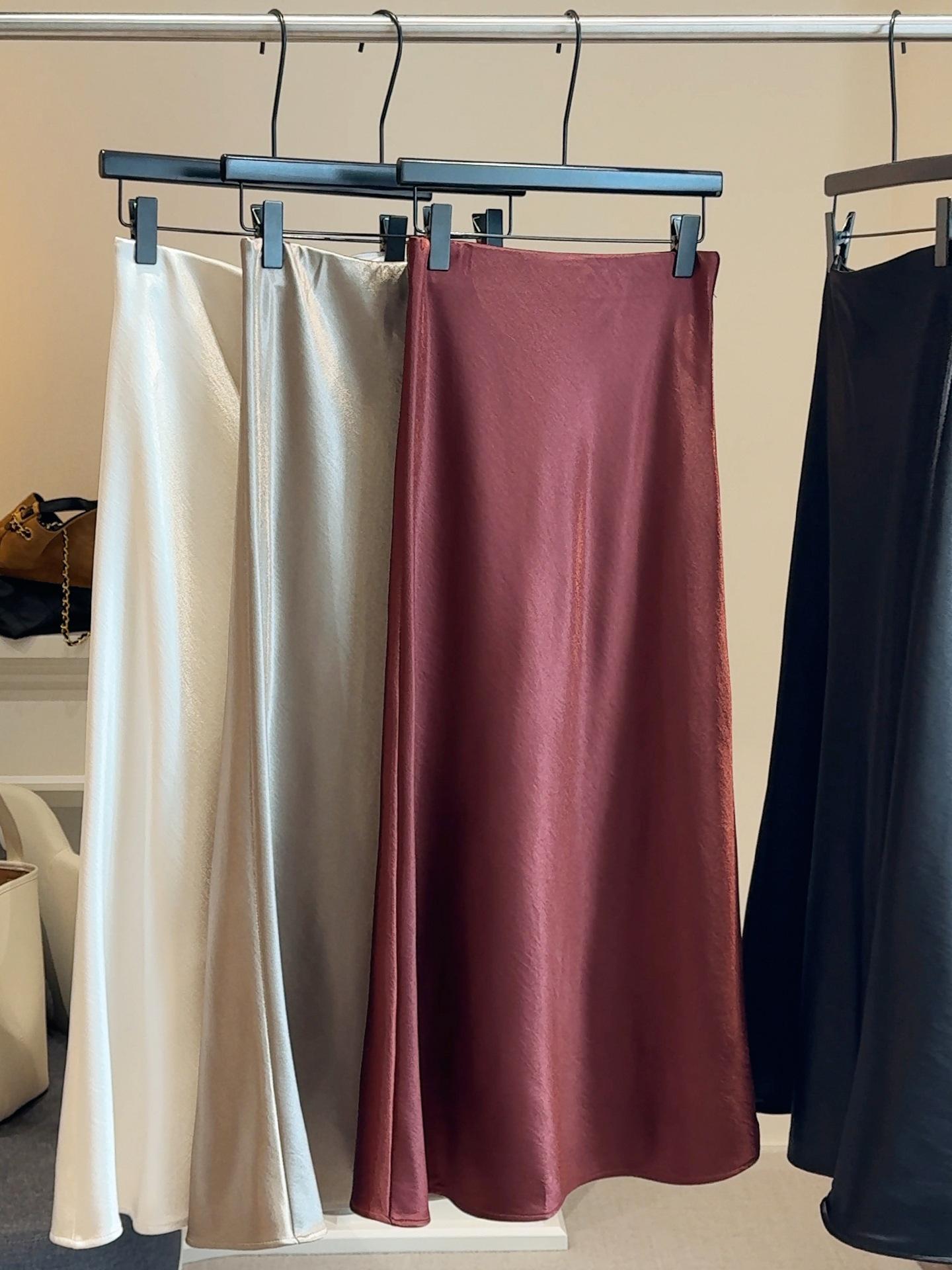 

2025 High-Waisted Satin Mermaid Skirt - Women s Mid-Length A-Line in Autumn/Winter Large