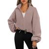 Hoodies Women Spring Autumn Casual Polar Fleece Sports Stand Collar with Velvet Zipper Coat Sweatshirt