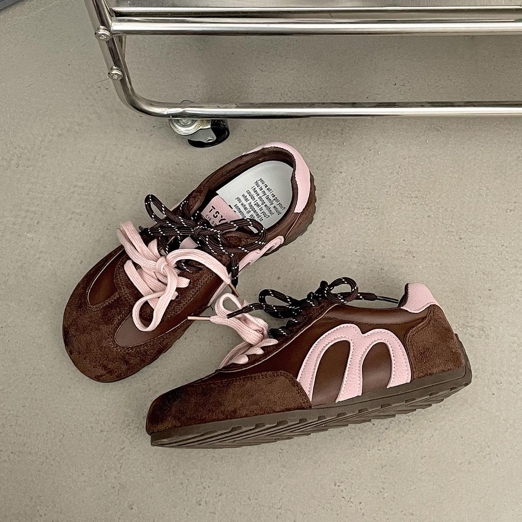 [Uncle Shoe] 2025 new retro brown autumn Korean version sports shoes platform inner height increase fashion moral training shoes women