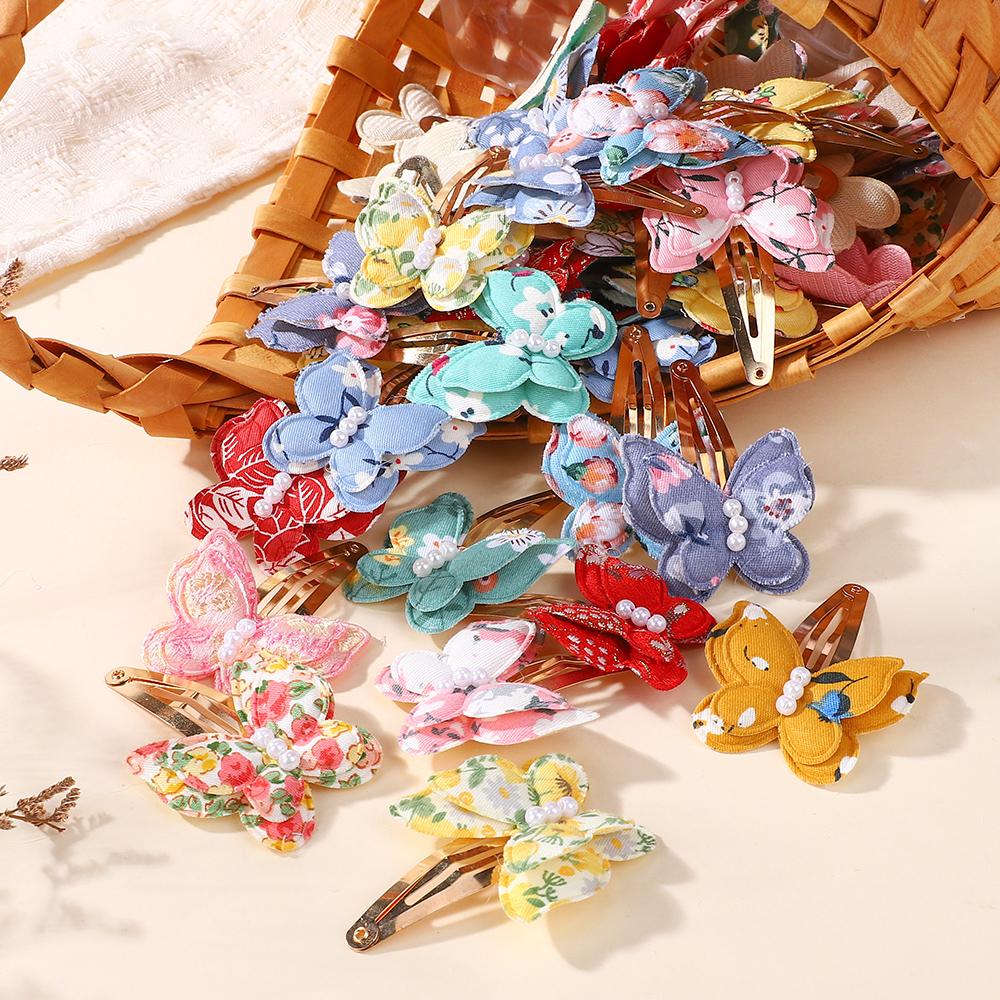 40pcs/set  Butterfly Hair Clips Print Alloy Hairpin Random Color Bow Hair Clip Kids Hairbangs Diy Korean Accessories Wholesal