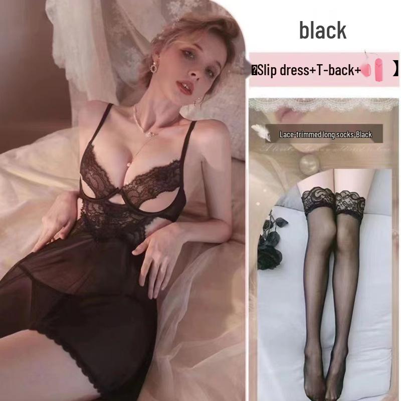 Elegant Lace Push-Up Sleep Dress: Enhances Small Chest