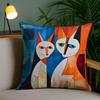 Classic Picasso Cat Oil Cushion Cover Soft Short Plush Double-Sided Printing Home Decor Machine Washable Pillow Case Gift
