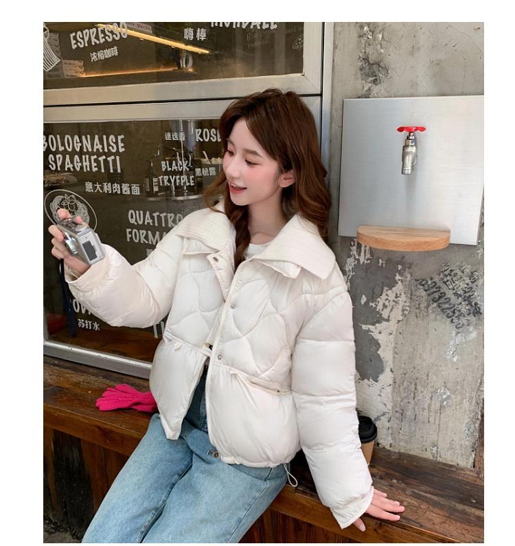 Knitted Double Collar Short Warm Jacket
