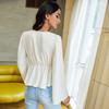 Women's Sexy Strappy Cardigan T-shirt Short V-neck Loose Long-sleeved Top