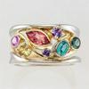 Exquisite Women's Colorful Geometric Pattern Micro-Diamond Wave Line Ring
