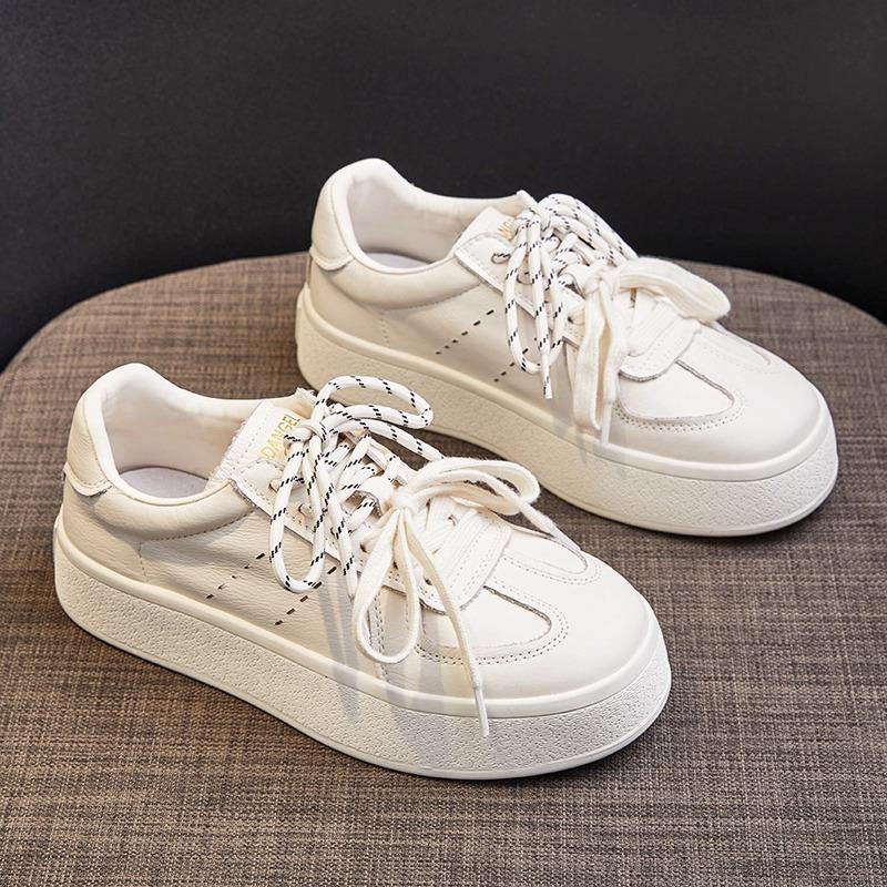Platform white shoes women's spring new versatile lace-up casual shoes board shoes women