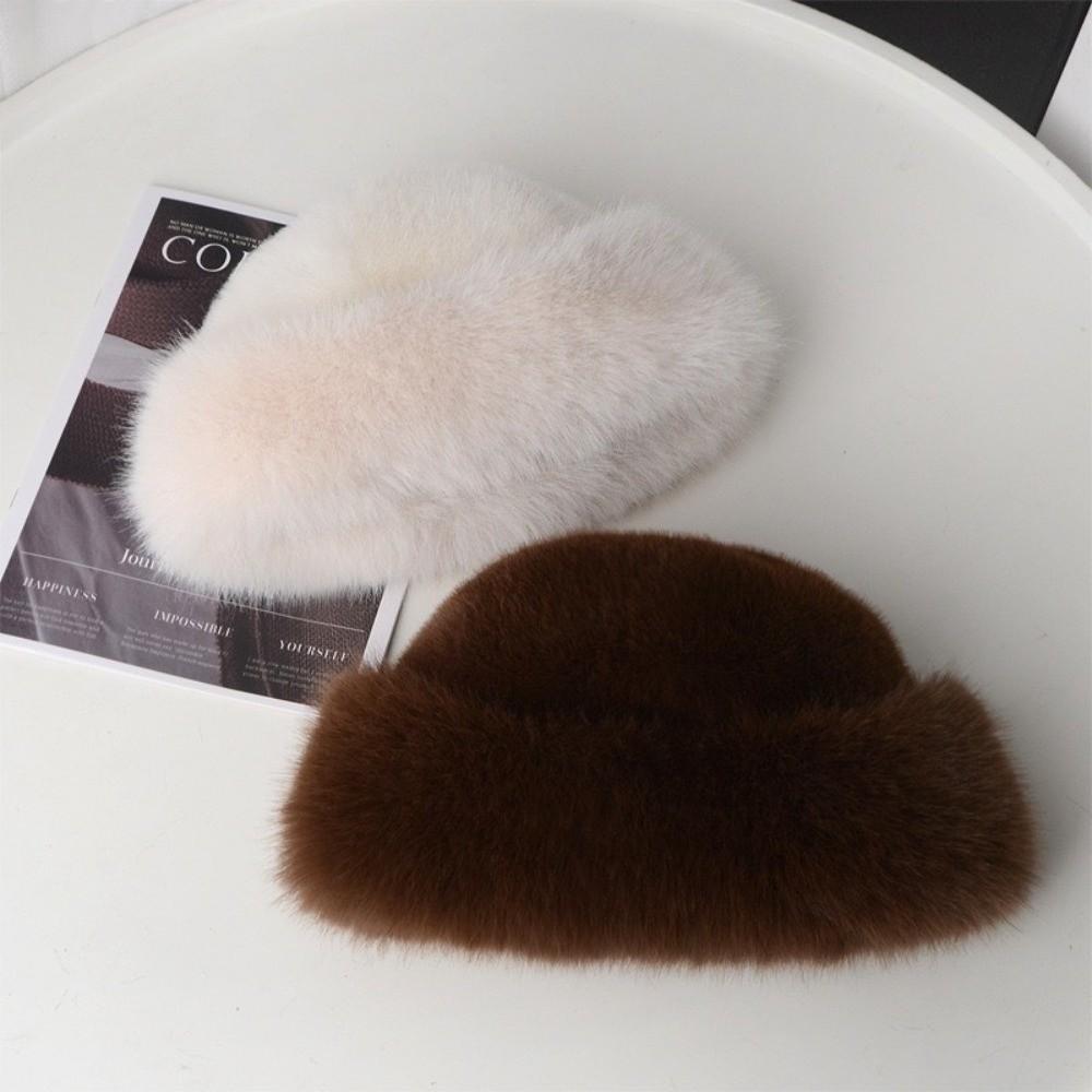 Fashion Headwear Fluffy Fur Winter Hat Solid Color Fisherman Hat Cold Windproof Thicken Panama Cap Chrismas Gifts