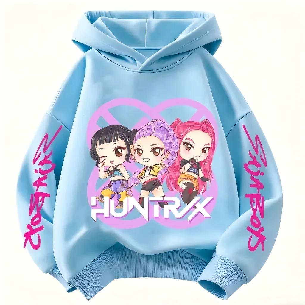 New cartoon hooded sweatshirt, suitable for both men and women, warm purple children's top, fashionable casual children's