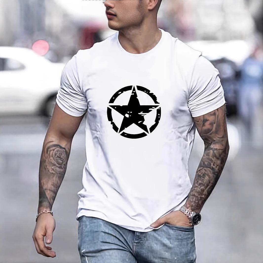 

Bestselling Summer Mens Comfortable and Loose Largelogo Graphic Print Roundneck Shortsleeved Tshirt S