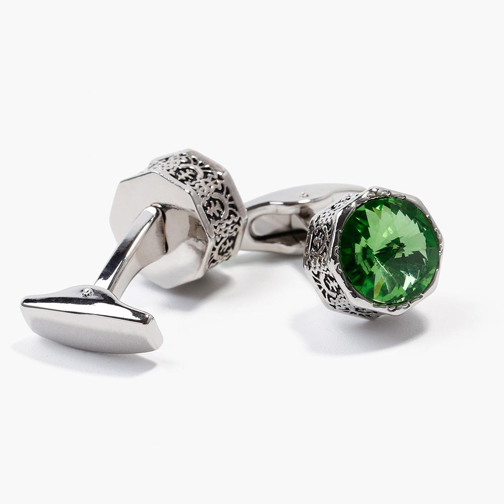Men's cufflinks cross-border hot-selling fashion creative exquisite crystal blue green shirt accessories 1 pair wholesale