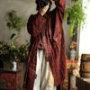 Johnature Women Vintage Print Floral Trench Coats Patchwork Pockets Autumn Chinese Style Cotton Women Long Trench