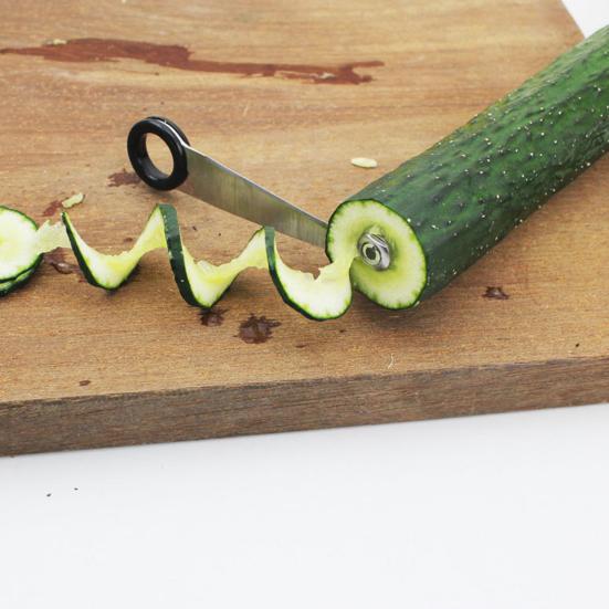 Stainless Steel Vegetable Spiralizer 360 Degrees Rotary Slicer for Cucumber Carrot Potato BPA-Free Ergonomic Handle & Sharp