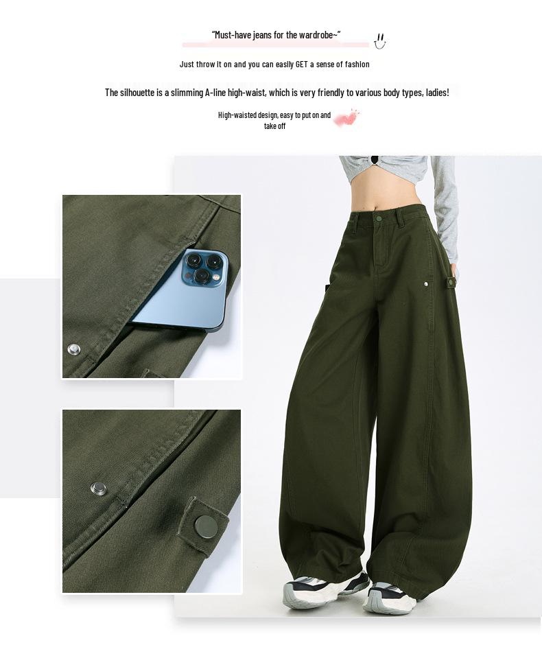 Autumn Spicy Scimitar Jeans: High Waist, Loose Fit, Drapey Mopping Wide-Leg Pants for Women