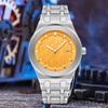 Top Men Quartz Watch Waterproof Watch for Men Blue Orange Green Color Alloy Strap Quartz Men Luxury Watch Luminous Wristwatch