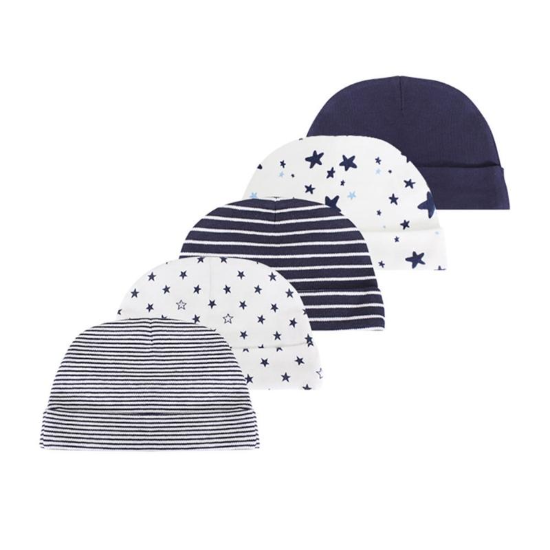 

0-6 Months Baby Caps Set , 5pcs Stylish Cotton Hats Newborns Fetal Cap Four Season Fontanel Protections Hospital Hat