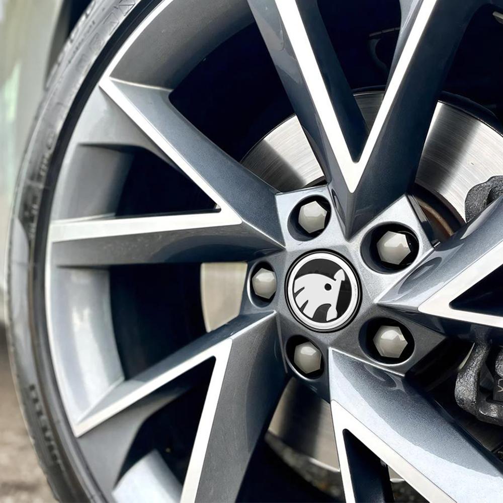 4Pcs Car Wheel Hub Logo Modification Cover Decoration Accessories For Skoda Kodiaq Octavia Enyaq Kamiq Scala Rapid Superb Karoq