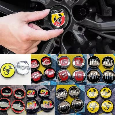 4PCS 60mm Car Wheel Hub Cover Emblem Sticker Accessory For Abarth 500 Tipo FR Panda Argo Freemont Viaggio Bravo Punto Doblo