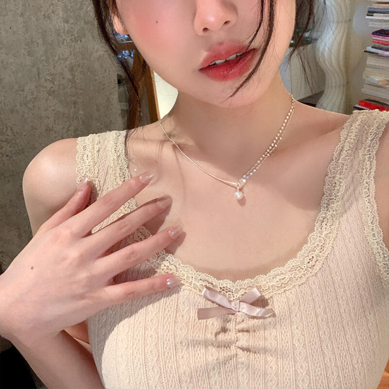 Korea Style Niche Imitation Pearl Pendant Necklaces for Women Light Luxury Personality Patchwork Chains Necklaces Jewelry Gifts