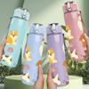 1 PZ Modello Cucciolo di Razza Mista 750ml Colore Plastica Borraccia Sportiva Tappo Flip con Cannuccia Anti-perdita Adatta per Sport Ufficio Uso Domestico