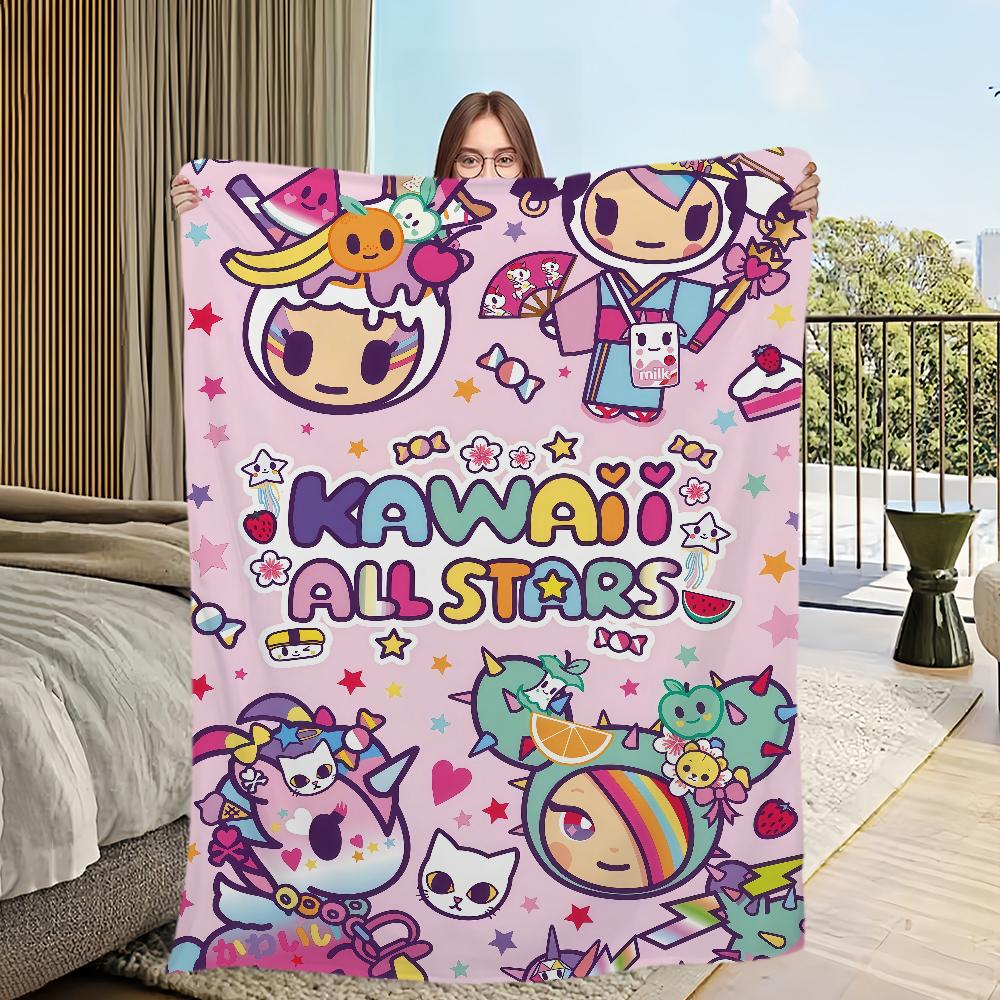 cool cartoon kawaii funny art T-Tokidoki Flannel warm soft plush blanket sofa living room hogar office bedroom travel gift home
