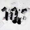 5/10 Pairs Women Cat Pattern Transparent Socks Fashionable Cartoon Print Spring Summer Sweat Absorbing Breathable Casual Socks