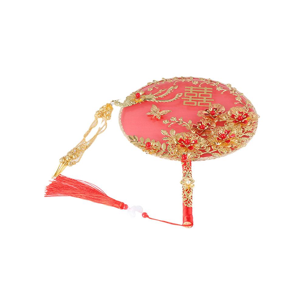 Festive Fan Finished Product Decorative Fan Bride Group Fan Bride Xiuhe Hand Holding Fan Tuan Fan Round Fan Xiuhe Clothes Fan