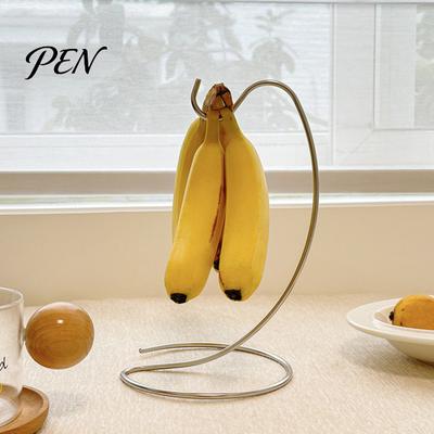 Platzsparender Obsthalter Bananenhalter, Edelstahl mit Hakenständer, Frischehalter Bananen länger frisch halten, Platzsparender Ständer für die Küche