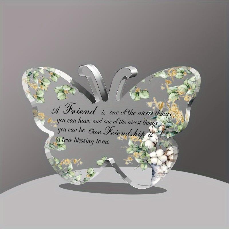 Płaski Akrylowy Motyl 2D Dekoracja Biurkowa na Przyjaźń, Wzór Słonecznika, Tabliczka Dekoracyjna Domu Wisząca Sztuka Ścienna Dekoracja Ogrodowa do Pokoju Do