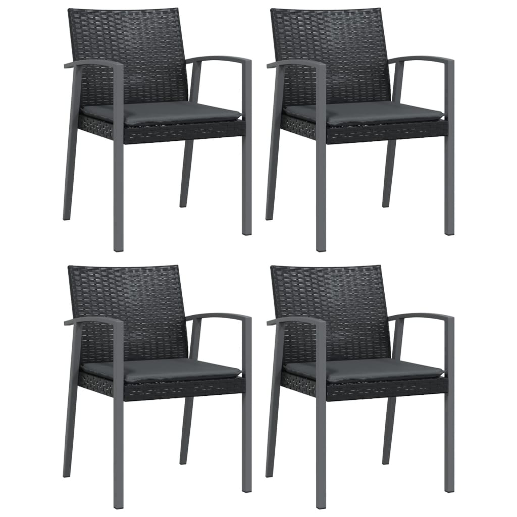 5-Cz. Gartenmöbel-Set mit Kissen, Polyrattan und Stahl