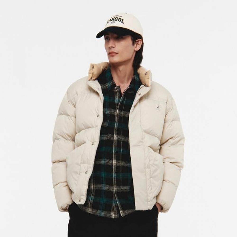 KANGOL Бежевая пуховая куртка-пуховик с воротником-стойкой 9583 SS