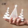 Holiday Desk Ornament 3D Printed Abstract Christmas Tree Figurine, Modern Minimalist Xmas Pure White with Star Topper for Home, Office, Party