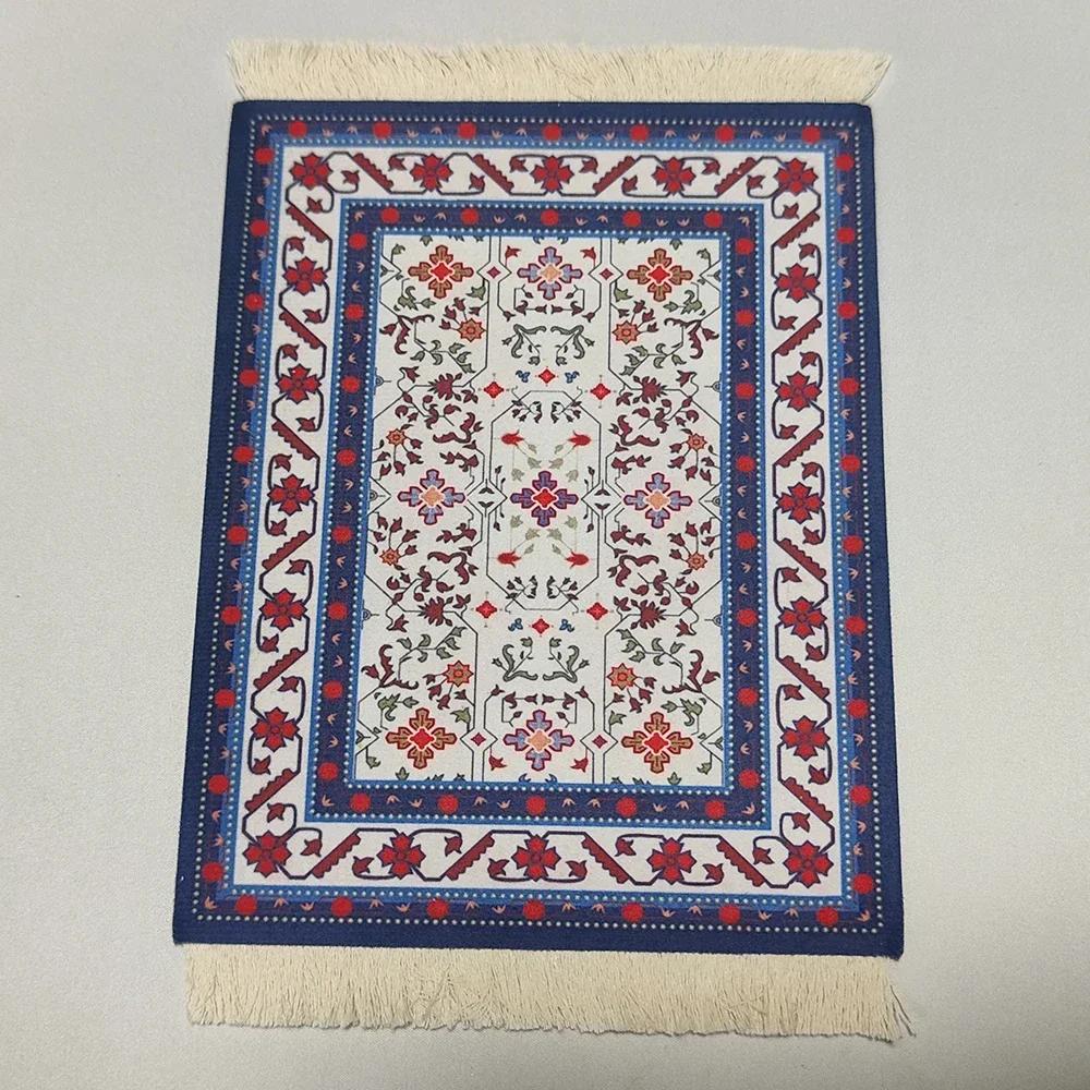 Woven flower Persian carpet small coaster wholesale merchants mouse pad desk mat retro style rubber non-slip computer desk mats