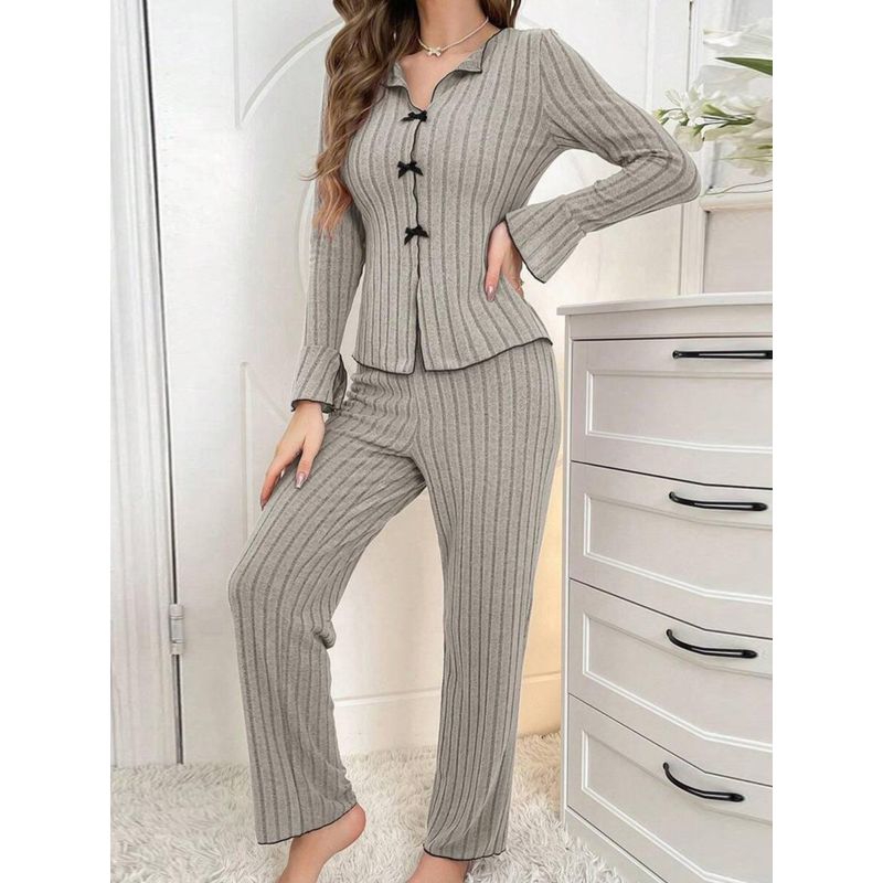 Pajamas Casual Long Sleeve Pants Can Be Outerwear Homewear Two-piece Set Two Piece Home Suit Set