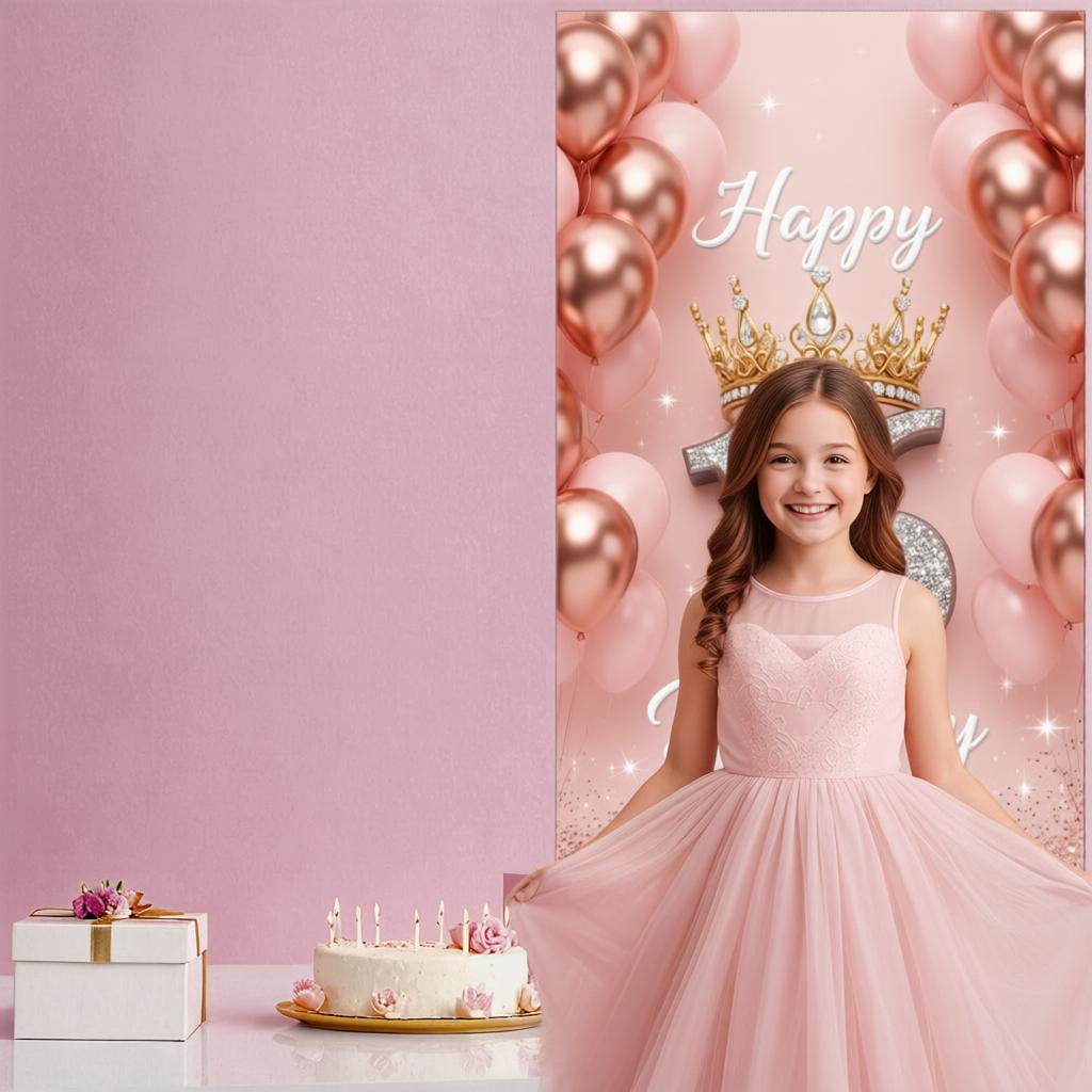16th Birthday Banner Rose Gold Balloons Glitter Birthday Backdrop 16th Birthday Door Cover Rose Gold Glitter For Sweet 16