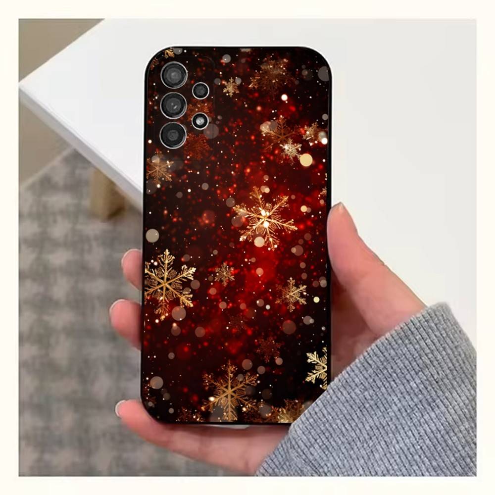 Christmas Snowflakes Art Case For Samsung S25,S24,S23,S22,S20,S21,S10,Ultra,Plus,Lite,FE,Soft Silicone Black Cover