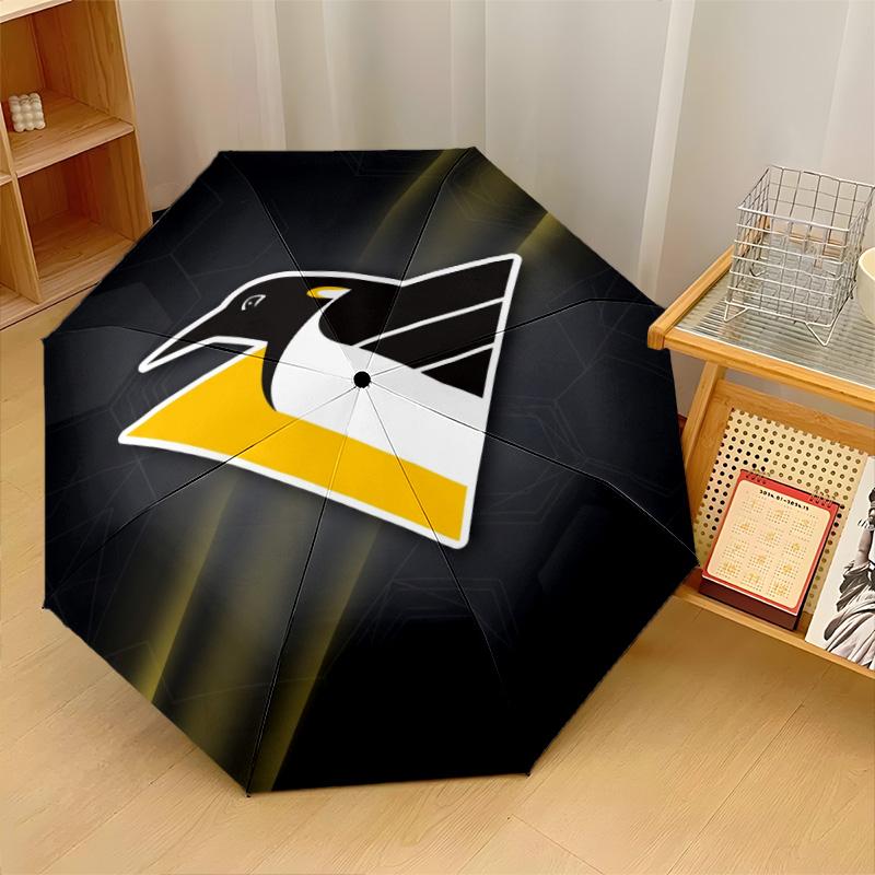 Pittsburgh Penguins Print Auto 8?Ribs Folding Umbrella Wind Resistant Lightweight Automatic Umbrella For Daily Travel