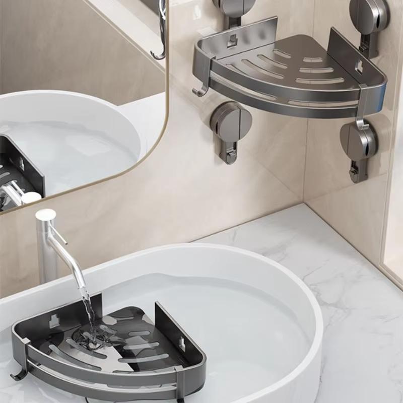 Bathroom Suction Cup Type Storage Rack Without Punching Tripod Rack Toilet  Wall Corner Wall Hanging Storage Shelf