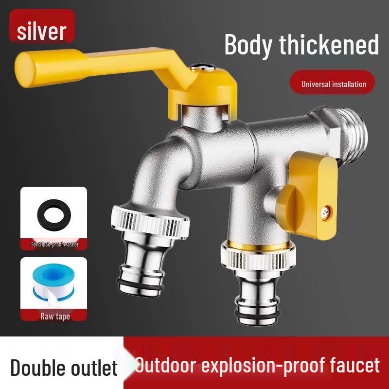 All-Copper Dual Outlet Outdoor Antifreeze Faucet with Lock for Garden and Washing Machine